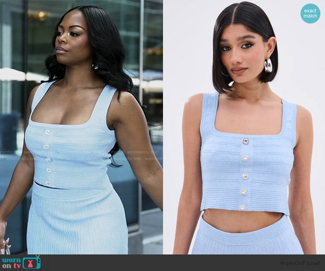 Akira Icy Blue Sparkle Tank worn by Keiarna Stewart on The Real Housewives of Potomac