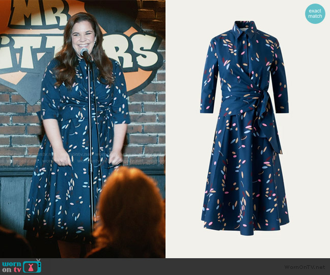 Akris Punto Dropping Dots Cotton Poplin Midi Wrap Shirtdress worn by Officer Grace Hackett (Lindsay Mendez) on Elsbeth