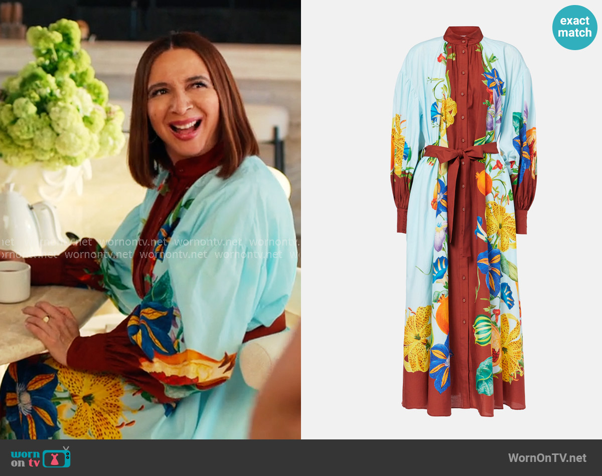 Alemais Dahlia cotton and silk shirt dress worn by Molly Novak (Maya Rudolph) on Loot
