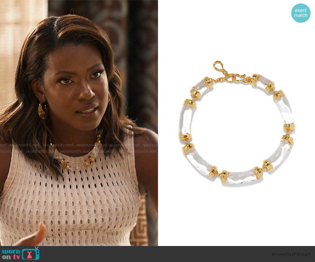 Alexis Bittar Liquid Lucite Pillow Link Necklace worn by Vivian Banks (Cassandra Freeman) on Bel-Air