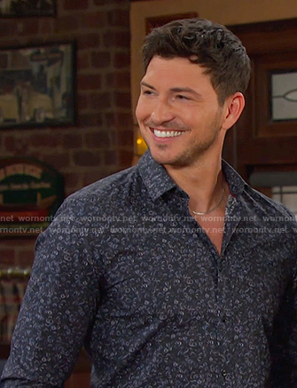 Alex’s navy floral print button down shirt on Days of our Lives