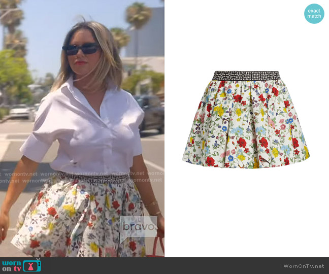 Alice + Olivia Haven Flare Miniskirt in Dollhouse worn by Amanda Frances on The Real Housewives of Beverly Hills