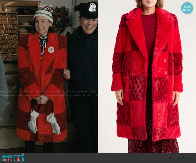 Alice + Olivia Moore Check Faux Fur Coat worn by Elsbeth Tascioni (Carrie Preston) on Elsbeth