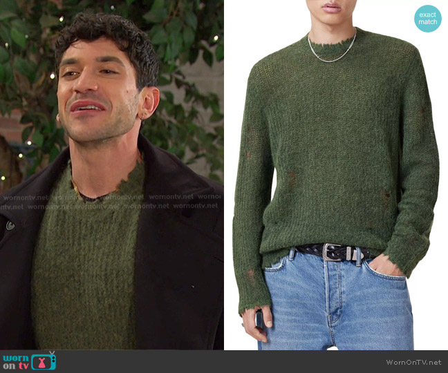 All Saints Bleaker Regular Fit Wool Sweater worn by Javi Hernandez (Al Calderon) on Days of our Lives
