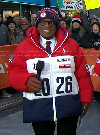 Al’s red, white and navy puffer jacket on Today