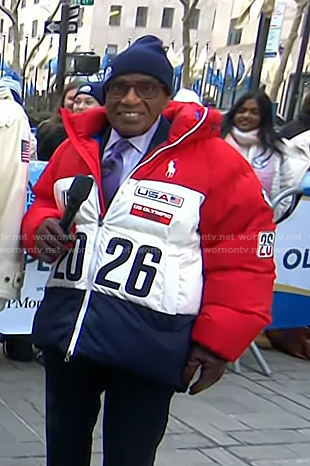 Al’s red, white and navy puffer jacket on Today