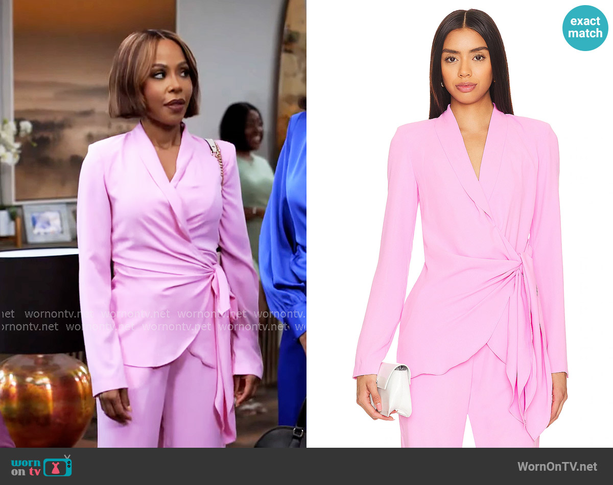 Amanda Uprichard Vera Blazer in Carnation worn by Andrea Barnes (Kj Smith) on Tyler Perrys Sistas