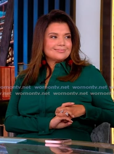 Ana's green tie front jumpsuit on The View