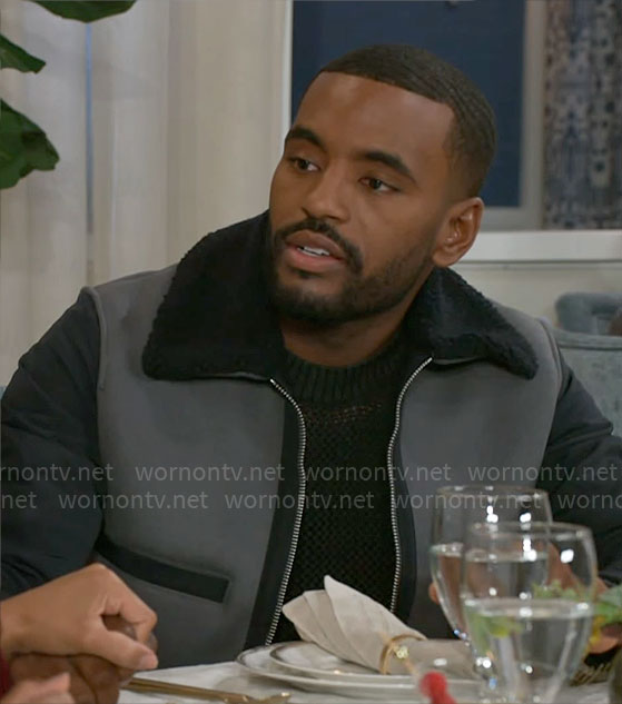 Andre’s jacket with fleece collar on Beyond the Gates