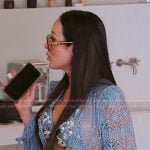 Angie’s blue embellished bikini and crochet cover-up on The Real Housewives of Salt Lake City
