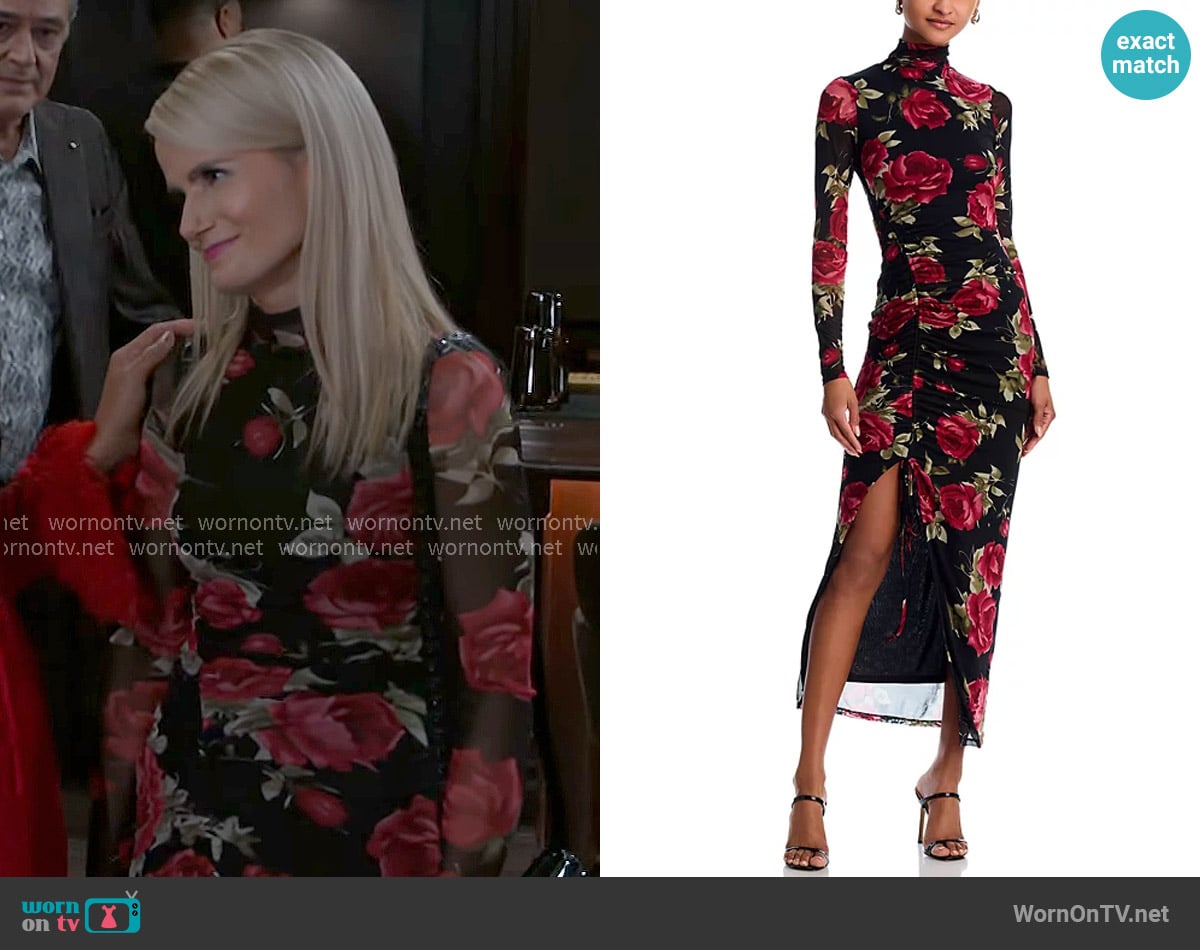 Aqua Rose Mesh Mock Neck Midi Dress worn by Vanessa McBride (Lauren Buglioli) on Beyond the Gates