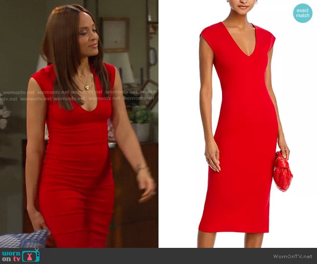 Aqua V Neck Ponte Short Sleeved Midi Dress worn by Lani Price (Sal Stowers) on Days of our Lives