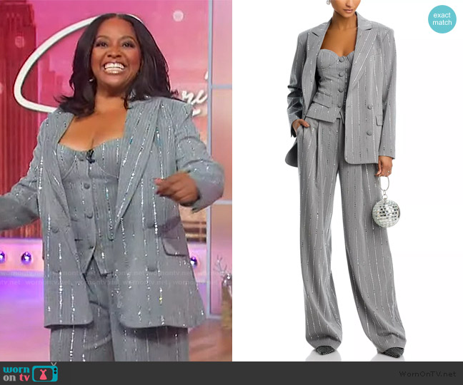 Aqua x Salvatore Rizza Crystal Pinstripe Bustier Top worn by Sherri Shepherd on Sherri