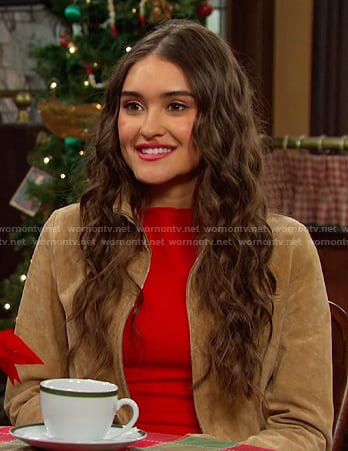 Ari’s beige suede crop jacket on Days of our Lives