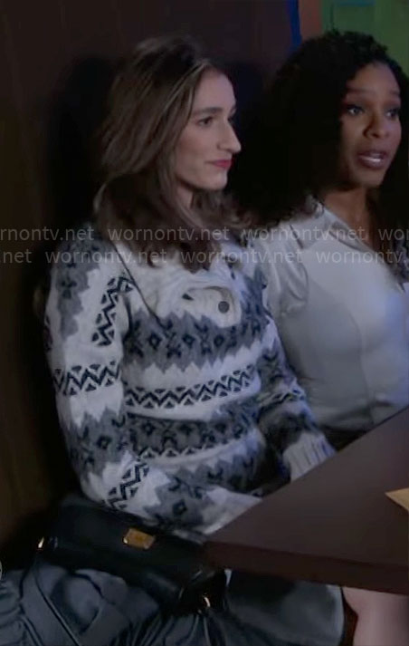 Ashley’s fair isle print sweater dress on Beyond the Gates