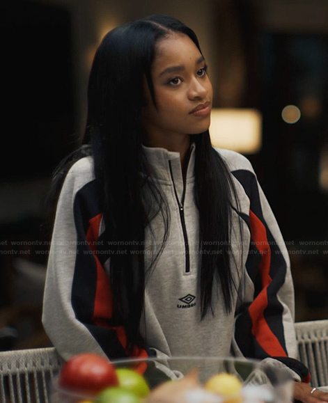 Ashley’s gray stripe hoodie on Bel-Air