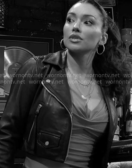 Audra’s cropped leather jacket on The Young and the Restless