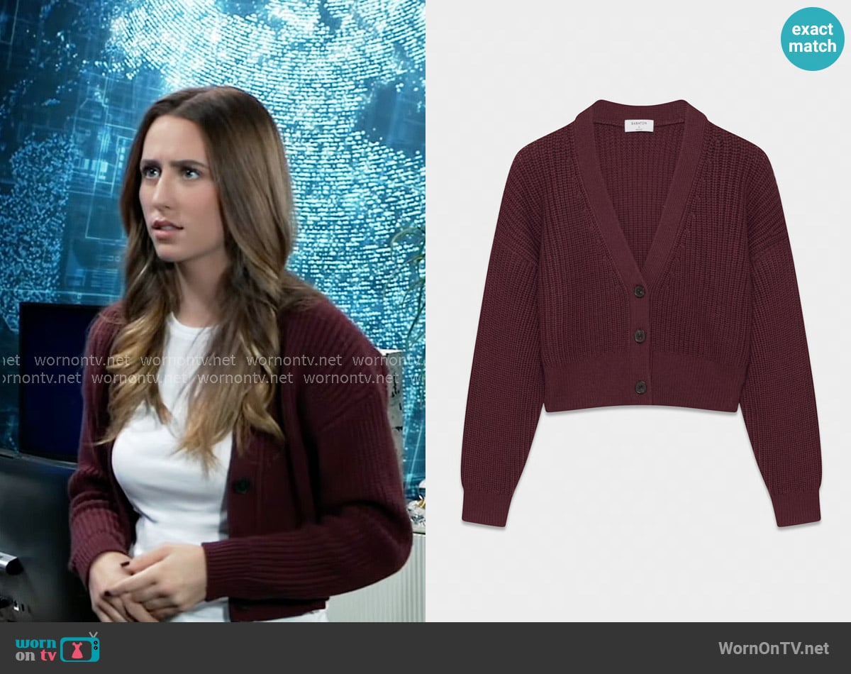 Babaton Canberra Merino Wool Cardigan worn by Josslyn Jacks (Eden McCoy) on General Hospital