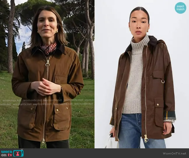 Barbour Highclere Wax Jacket in Bark worn by Molly Hunter on Today