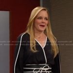 Belle’s black contrast trim dress and belt on Days of our Lives