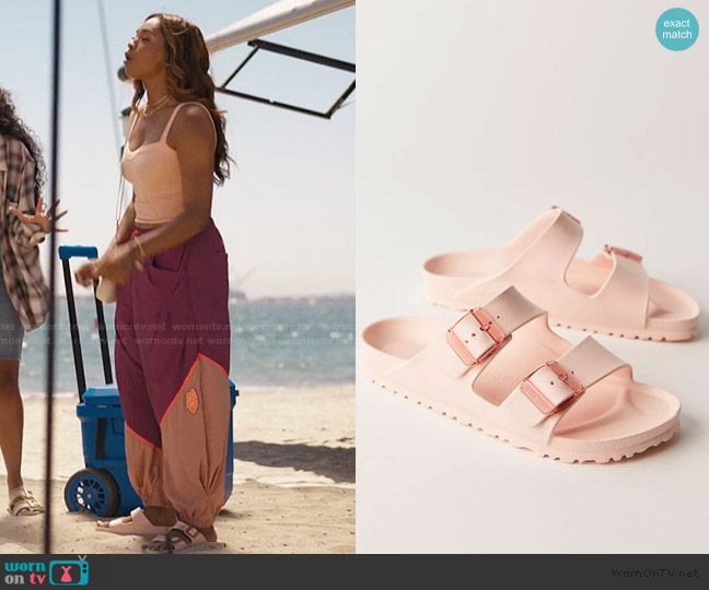Birkenstock Arizona EVA Stealth Buckle Sandals worn by Lisa (Simone Joy Jones) on Bel-Air