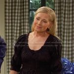 Jennifer’s black smocked puff sleeve dress on Days of our Lives