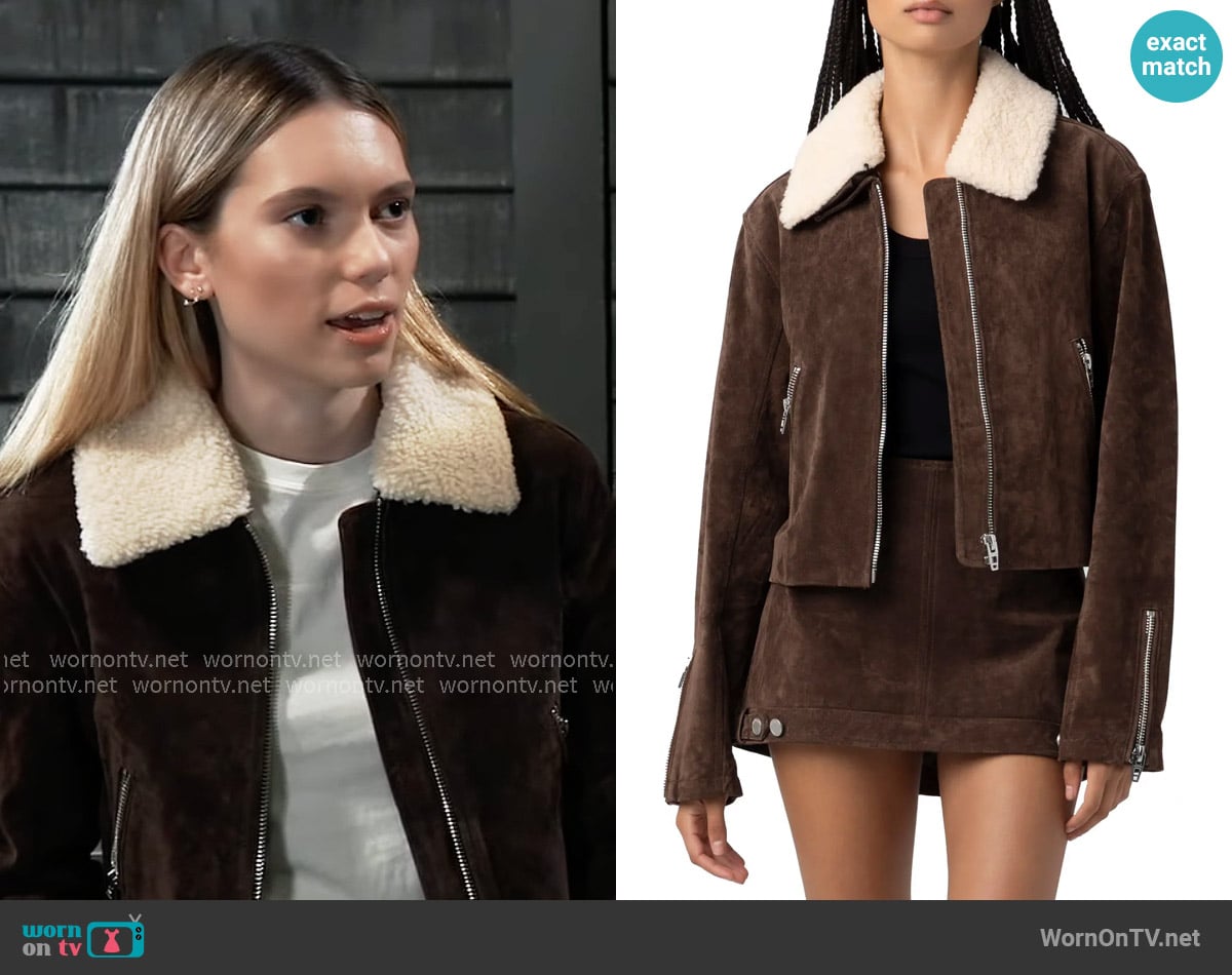 Blank NYC Suede Sherpa Collar Jacket worn by Charlotte Cassadine (Bluesy Burke) on General Hospital
