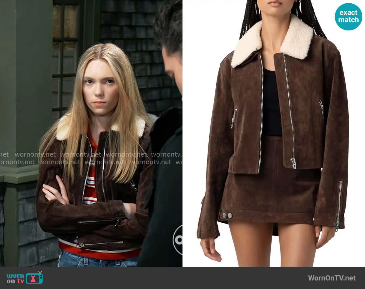 Blank NYC Suede Sherpa Collar Jacket worn by Charlotte Cassadine (Bluesy Burke) on General Hospital