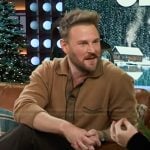 Bobby Berk’s brown cardigan on The Kelly Clarkson Show