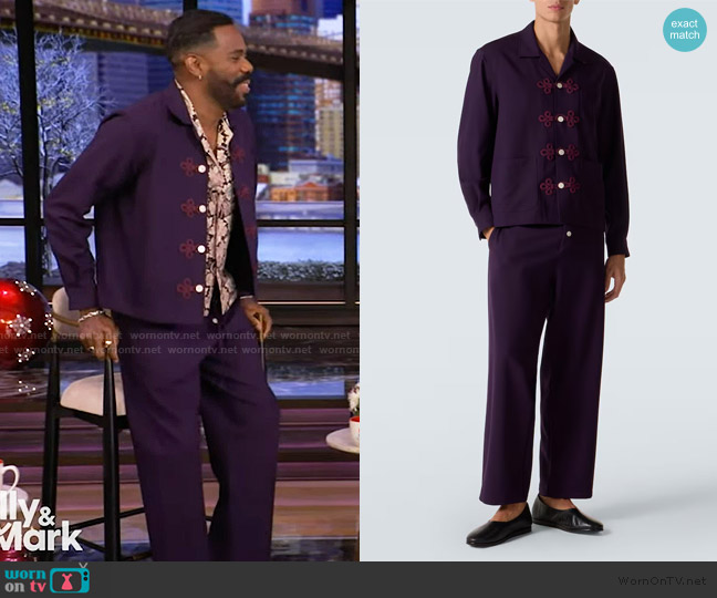 Bode Astor embroidered wool shirt worn by Colman Domingo on Live with Kelly and Mark