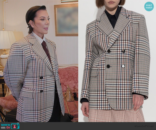Bottega Veneta Grey Double Breasted Blazer worn by Kris Jenner (Kris Jenner) on The Kardashians