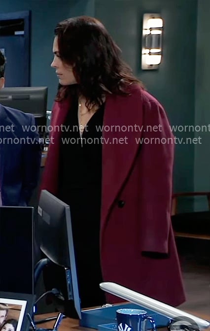 Britt’s plum purple coat on General Hospital