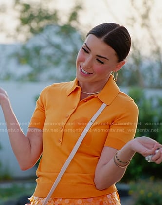 Bronsyn’s orange polo top and sequin skirt on The Real Housewives of Salt Lake City
