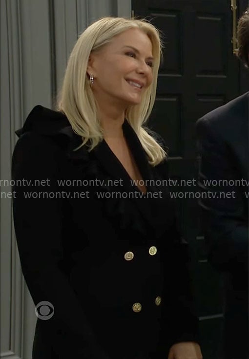Brooke’s black ruffled blazer dress on The Bold and the Beautiful