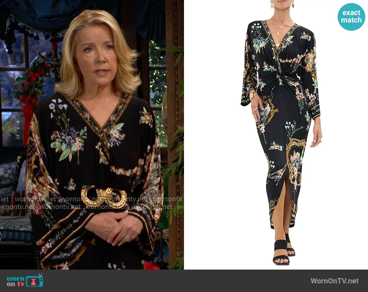 Camilla Twist Split Front Dress worn by Nikki Reed Newman (Melody Thomas-Scott) on The Young and the Restless