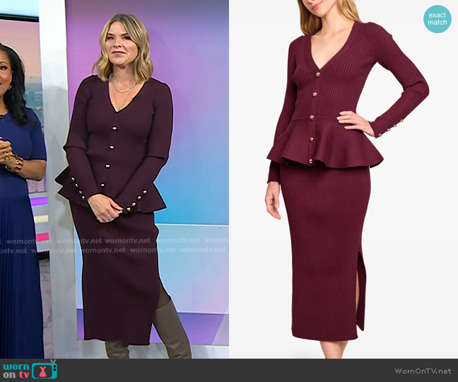 Cara Cara Viva Ribbed-Knit Peplum Cardigan worn by Jenna Bush Hager on Today