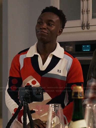 Carlton’s abstract print polo sweater on Bel-Air