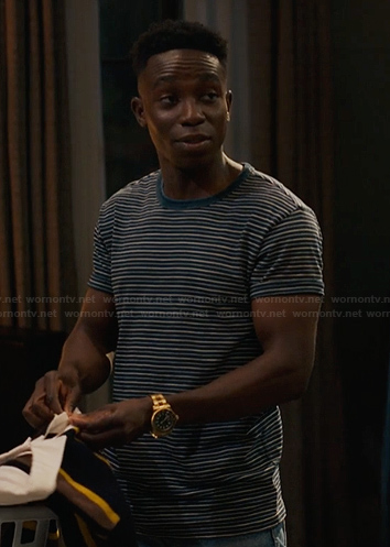 Carlton’s blue striped tee on Bel-Air