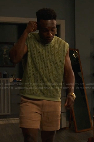 Carlton’s green open knit vest on Bel-Air