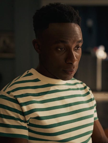 Carlton’s green stripe tee on Bel-Air