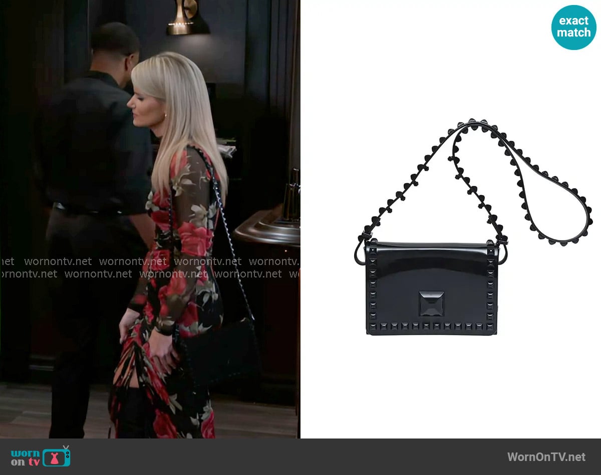 Carmen Sol Mini Graziella Flap Crossbody in Black worn by Vanessa McBride (Lauren Buglioli) on Beyond the Gates