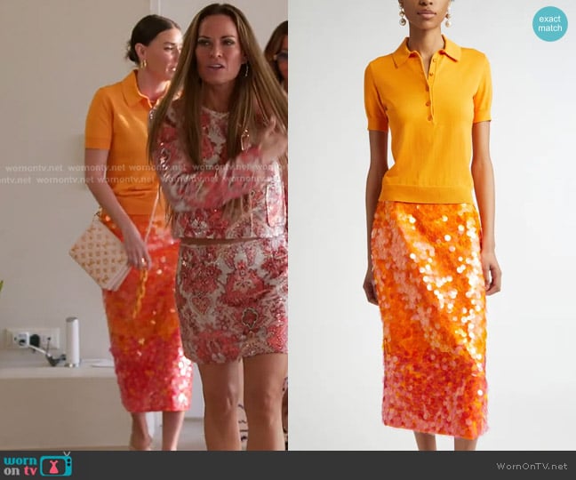 Carolina Herrera Silk & Cotton Blend Polo worn by Bronwyn Newport on The Real Housewives of Salt Lake City