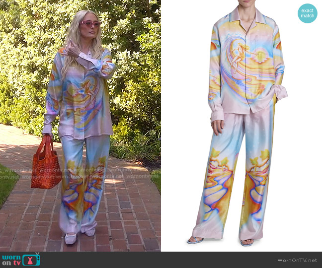 Casablanca Physcodelic Nirvana Silk Shirt in Psychedelic Nirvana worn by Erika Jayne on The Real Housewives of Beverly Hills