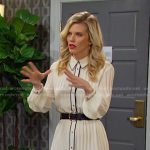 Cat’s white pleated shirtdress on Days of our Lives