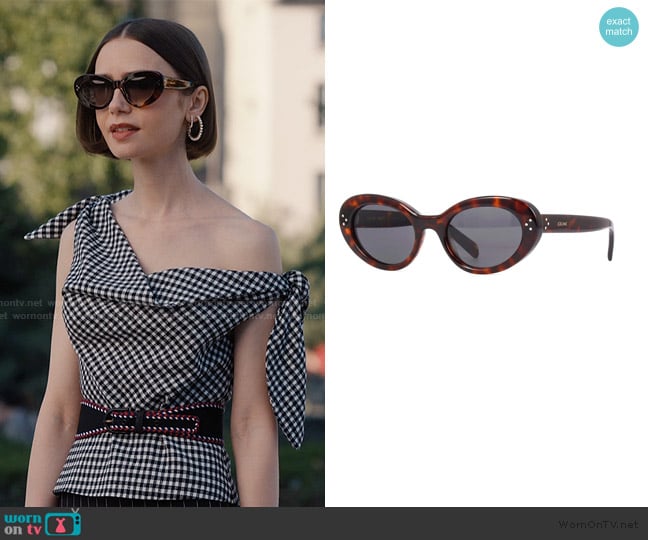 Celine Cl401931 Sunglasses worn by Emily Cooper (Lily Collins) on Emily in Paris