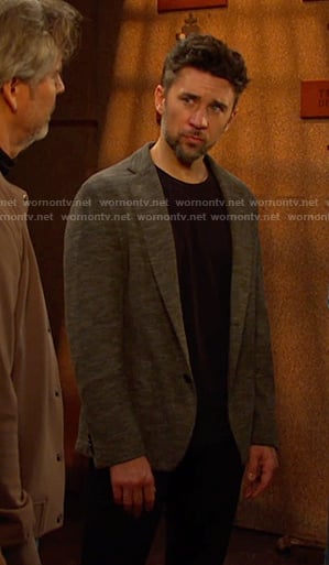 Chad’s grey marled patch pocket blazer on Days of our Lives