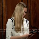 Charlotte’s white striped-shoulder tee on General Hospital