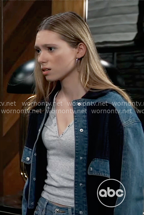 Charlotte’s denim and knit jacket on General Hospital