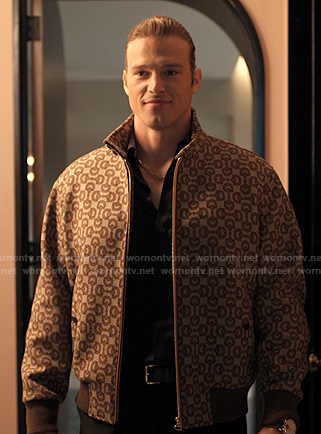 Chase’s brown horsebit print jacket on Alls Fair