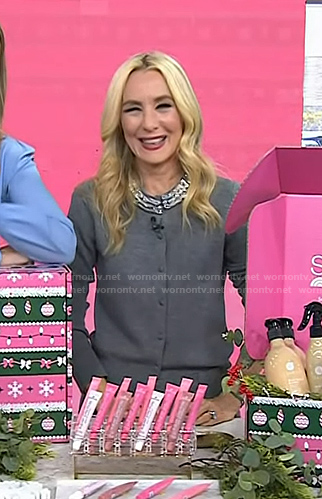 Chassie’s grey embellished neck cardigan on Today